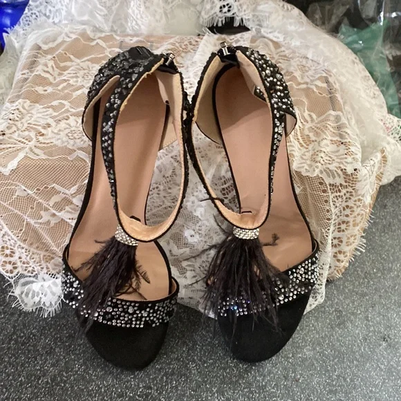Wedding Dress Party & Evening Stiletto Heel Pearl Tassel Black Color Size 12 - Picture 11 of 16